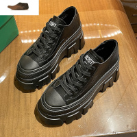 Ideamini低帮鞋女2021初春厚底松糕潮鞋系带坡跟休闲短靴小皮鞋时髦休闲鞋