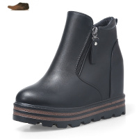 Ideamini松糕马丁靴女2021新款百搭内增高短靴女春秋单靴子坡跟厚底鞋冬季休闲鞋