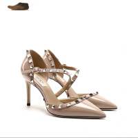 Ideamini2021年新款春夏季百搭铆钉凉鞋女细跟包头一字带扣高跟鞋时装休闲鞋