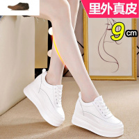 Ideamini内增高女鞋10cm增高皮夏季薄款高跟透气厚底小白鞋女松糕鞋春秋休闲鞋