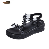 Ideamini坡跟凉鞋女2021夏季新款学生时装仙女风百搭厚底松糕配裙子的鞋休闲鞋