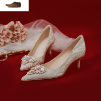 Ideamini婚鞋女2021年新款秀禾婚纱两穿高跟鞋结婚鞋子新娘鞋水晶伴娘鞋春休闲鞋