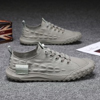 Ideamini一脚蹬懒人鞋男绿色帆布潮鞋春季老北京布鞋平板鞋开车不系带夏季休闲鞋