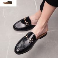 Ideamini2021新款包头半拖豆豆鞋男懒人网红社会小伙铆钉无后跟外穿凉拖鞋休闲鞋