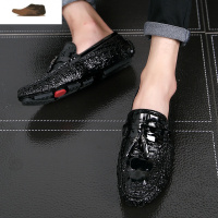 Ideamini春夏季韩版潮流皮内增高豆豆鞋男士休闲皮鞋白色英伦懒人鞋百搭休闲鞋