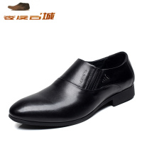 Ideamini男士商务正装皮鞋男皮软皮新郎婚鞋尖头青年男式黑色韩版内增高休闲鞋