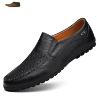 Ideamini春夏豆豆鞋男皮透气男鞋套脚男士休闲鞋英伦时尚大码皮鞋男镂空休闲鞋