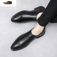 Ideamini商务休闲皮鞋男软底英伦黑色青年增高夏季透气软皮正装韩版一脚蹬休闲鞋