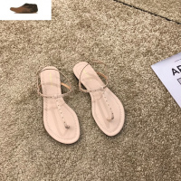 Ideamini网红一字带凉鞋女夏2020新款韩版罗马时尚百搭夹趾柳钉平底沙滩鞋凉鞋