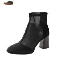 Ideamini网红粗跟凉鞋女2020夏季新款马丁短靴子透气网面镂空凉靴高跟网靴凉鞋