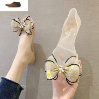 Ideamini果冻鞋女鱼嘴甜美海边度假沙滩鞋夏雏菊花朵平底水晶塑料透明凉鞋凉鞋