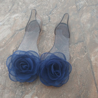 Ideamini网红韩版新款果冻凉鞋夏女平底大花朵鱼嘴透明水晶塑料平跟凉拖鞋凉鞋