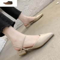 Ideamini春季凉鞋女晚晚仙女中跟包头粗跟单鞋气质2021秋款平底浅口尖头夏凉鞋