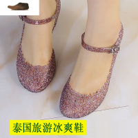 Ideamini凉鞋女塑料水晶果冻坡跟镂空防滑沙滩洞塑胶夏舞蹈老式胶鸟巢怀旧凉鞋