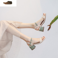 Ideamini2020年夏季新款百搭时装中跟粗跟大码女鞋配裙子仙女风高跟凉鞋女凉鞋