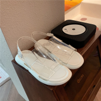 Ideamini 网红时尚ins潮罗马凉鞋女夏天平底学生休闲透明果冻鞋厚底凉鞋