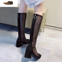 Ideamini马丁网靴子女凉鞋夏季2021新款网纱长靴镂空短靴高跟罗马高筒凉靴凉鞋