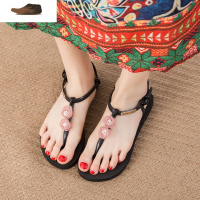 Ideamini平底森女系甜美花朵凉鞋女夏海边度假百搭沙滩鞋女2021新款人字拖凉鞋