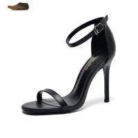 Ideamini一字扣带凉鞋2021新款夏季网红高跟鞋细跟白色仙女风黑色小码女鞋凉鞋