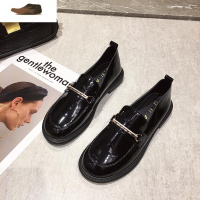 Ideamini英伦风小皮鞋女软皮平底单鞋2021年新款早春秋季复古配裙子一脚蹬休闲鞋