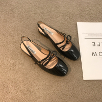 Ideamini方头单鞋女粗跟2020秋季新款晚晚风温柔鞋中跟玛丽珍鞋女后空凉鞋凉鞋