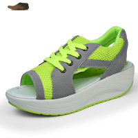 Ideamini运动凉鞋女春季新款2020中跟厚底休闲鞋潮学生摇摇鞋系带鱼嘴女鞋凉鞋