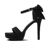 Ideamini超高跟鞋女2021夏季新款防水台性感甜美蝴蝶结露趾细跟一字扣凉鞋凉鞋