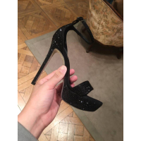 Ideamini刘钰懿刘美人凉鞋女夏一字式扣带女鞋超高跟防水台性感宴会凉鞋