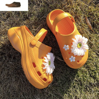 Ideamini杨幂同款高跟洞洞鞋花朵女凉鞋夏外穿厚底松糕凉拖鞋女海边沙滩鞋凉鞋