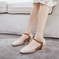 Ideamini包头凉鞋女仙女风中跟2021年新款夏季粗跟温柔淑女鞋配裙子小高跟凉鞋