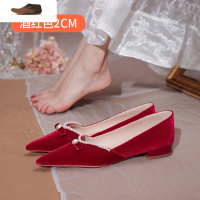 Ideamini红色婚鞋平底2020年新款新娘鞋结婚中式秀禾鞋孕妇可穿珍珠单鞋女休闲鞋