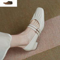 Ideamini气质淑女皮单鞋女2021春文艺奶奶鞋软中跟玛丽珍鞋休闲鞋