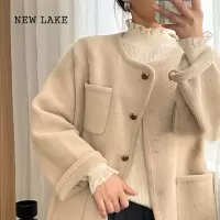 NEW LAKE小个子香风短款毛呢外套女高级感2023新款韩系气质大衣高级感