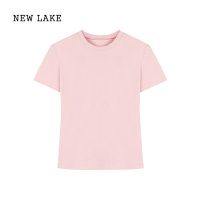 NEW LAKE纯色短袖T恤女夏季小众修身百搭短款打底衫白色正肩上衣