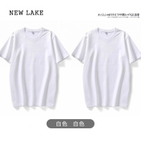 NEW LAKE() 200g新疆棉花圆领纯白色打底T恤纯棉短袖t恤男女宽松