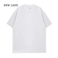 NEW LAKE[小乐专享]220G纯棉纯色圆领短袖T恤打底衫男女士百搭上衣