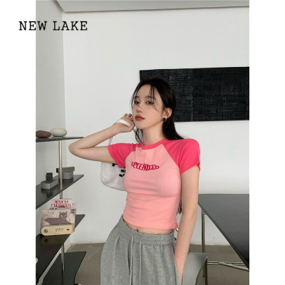 NEW LAKEbeking工作室纯欲风短款学生上衣辣妹修身短袖t恤女美式设计感ins