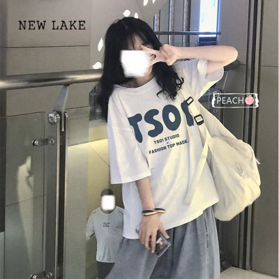 NEW LAKE火小众设计感ins新款纯棉短袖T恤女学生夏季韩版宽松甜酷闺蜜装
