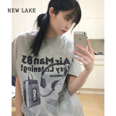 NEW LAKE[REコンテナ] vivastudio潮牌复古随身听耳机印花棉短袖T恤男女