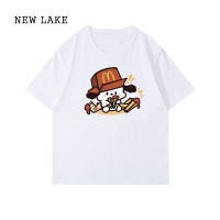NEW LAKE火薯条狗短袖t恤夏季套装2024新款roora特别的高级感纯棉上衣女