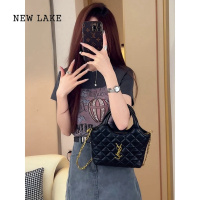 NEW LAKE美式印花圆领短袖t恤女夏季2024年新款亮片设计感百搭打底衫上衣