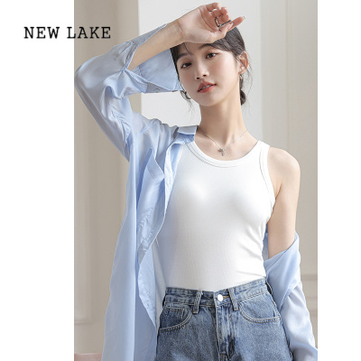 NEW LAKE吊带背心女2024夏季修身内搭带胸垫文胸一体外穿打底白色上衣胸罩