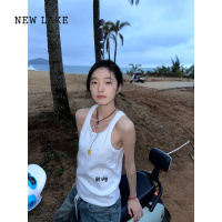 NEW LAKE美式复古白色吊带背心女夏季内搭外穿设计感小众无袖t恤辣妹上衣