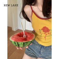 NEW LAKE黄色小吊带背心女夏无袖外穿坎肩遮副乳带胸垫多巴胺甜辣jazz上衣