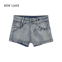 NEW LAKE美式辣妹牛仔裤女夏季2024新款y2k低腰短裤小个子紧身包臀热裤
