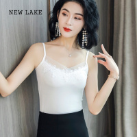 NEW LAKE莫代尔棉夏季蕾丝吊带背心女修身职业装内搭打底衫V领百搭吊带衫