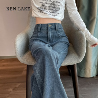 NEW LAKE星空纹牛仔裤女春夏装2024年新款小个子高腰显瘦直筒宽松阔腿裤子