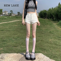 NEW LAKE白色牛仔短裤女2024年新款夏季薄款高腰显瘦a字弹力包臀紧身热裤