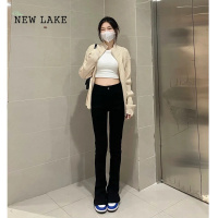 NEW LAKE175高个子加长170马蹄牛仔裤女春夏新款微喇叭显瘦弹力修身拖地裤