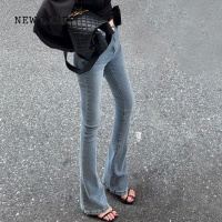 NEW LAKE港风辣妹紧身牛仔裤女春秋弹力修身显瘦微喇叭裤子马蹄裤高腰长裤